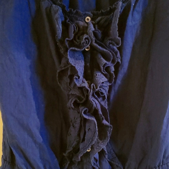 Hollister ruffle front button up blouse, Size Small, Navy - Picture 4 of 4